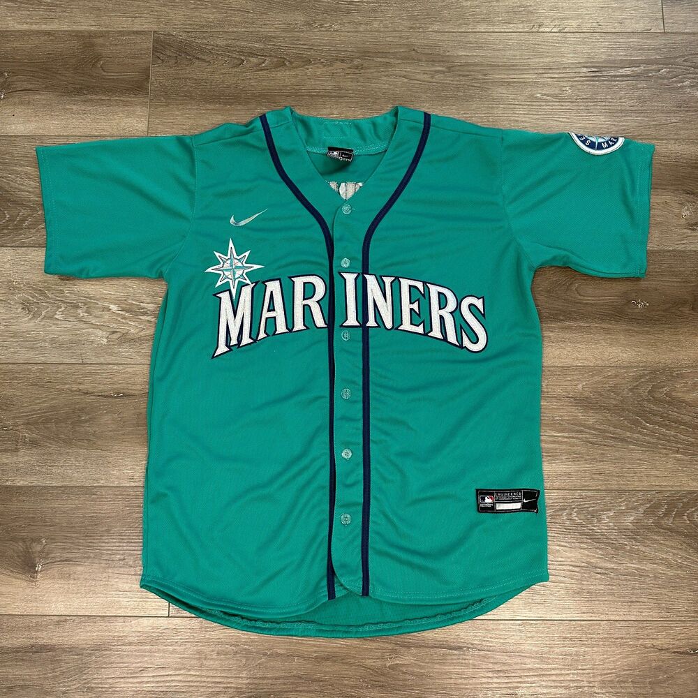 Nike Seattle Mariners Ichiro Suzuki Jersey Mens 44 Teal Excellent Stitched MLB - Picture 3 of 11